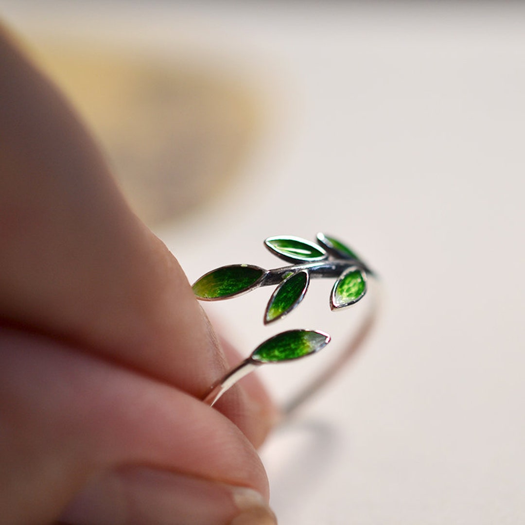 Original 925 Silver Leaf Ring for Women, Christmas Gift for Her