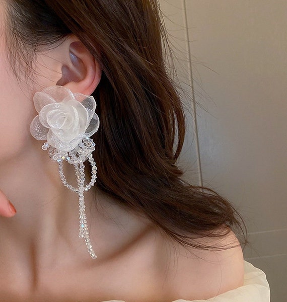 Chiffon flower best sale earrings