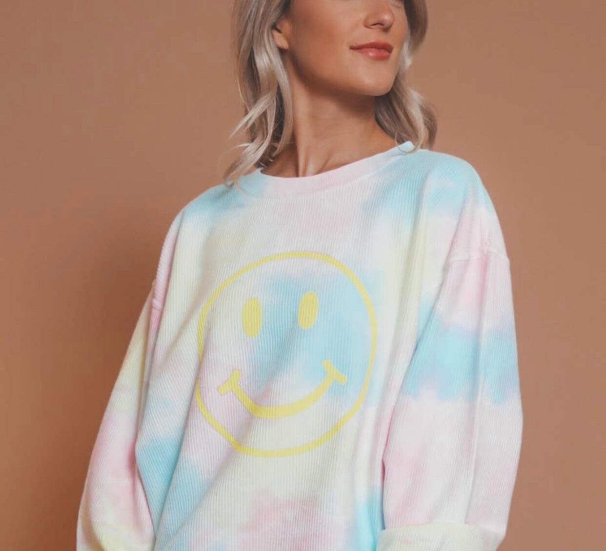 Tie Dye Smiley Face Sweatshirt - Etsy