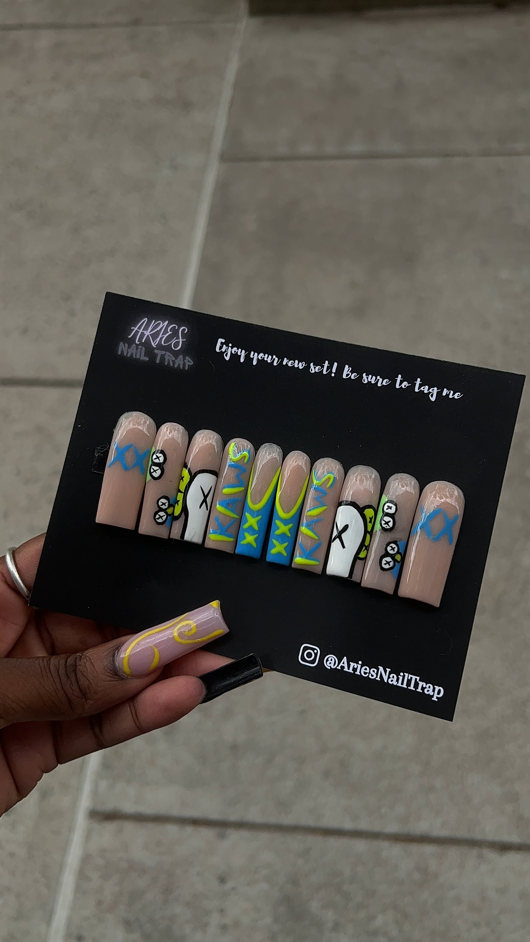 Blue Kaws charms Acrylic Press on nails – FASHION COUTURE