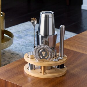Boston Shaker Set with Bamboo Stand, 9-Piece Bartender Kit
