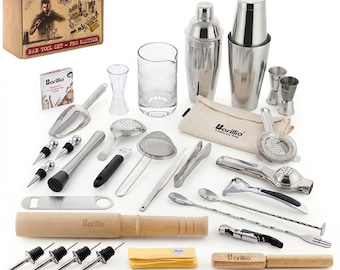 32-Piece Bartender Kit: Stainless Steel Cocktail Shaker Set
