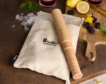 Handcrafted Maple Muddler Mallet & Lewis Ice Bag: Cocktail Bar Tool
