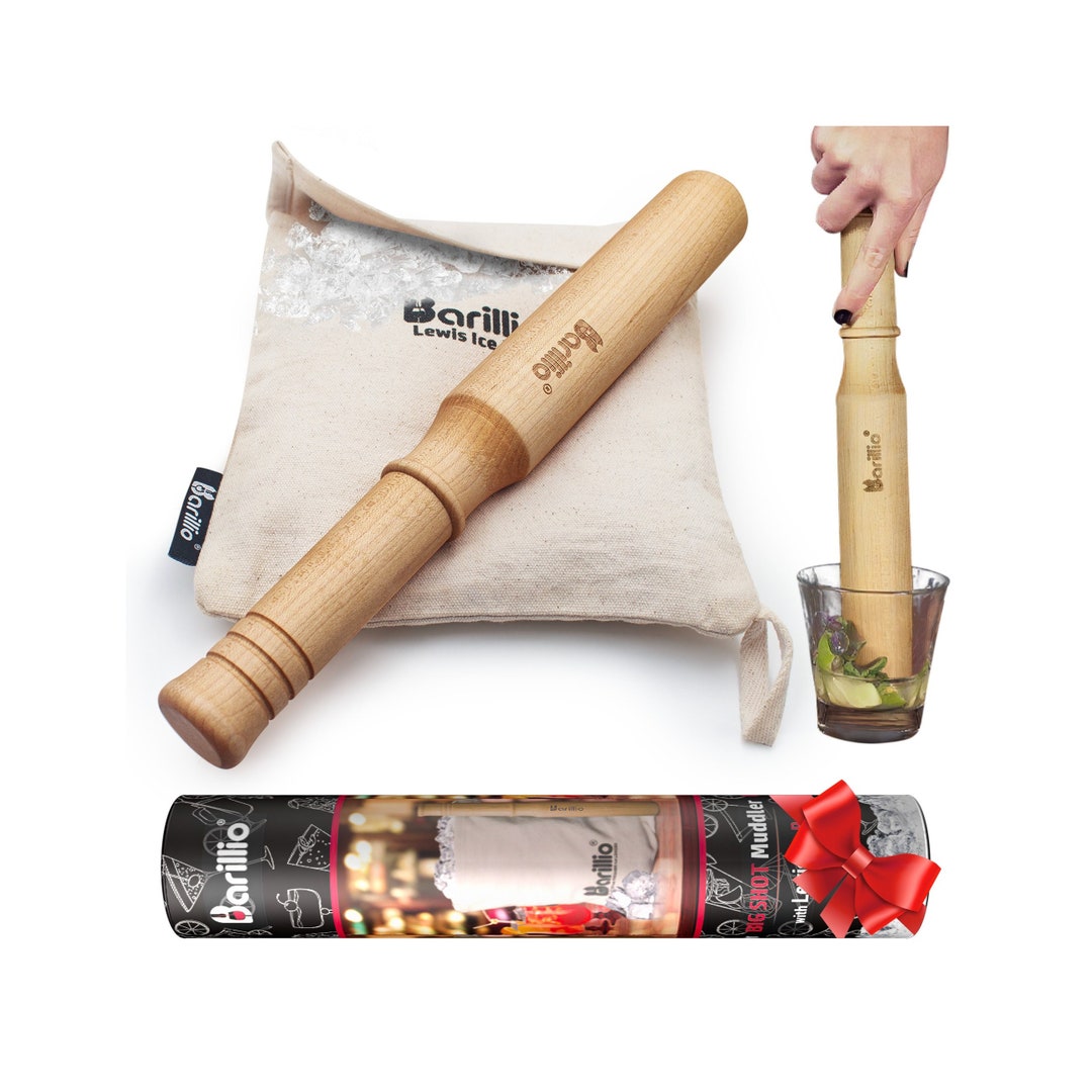 Hard Maple Muddler Mallet and Lewis Ice Bag Kit Cocktail Muddler Mojito