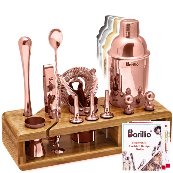 Barillio® Mixology Bartender Kit With Elegant Bamboo Stand (Rose