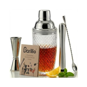 Juego de coctelería de cristal premium / Juego de coctelería premium para bar en casa / Herramientas de coctelería profesionales / Regalo perfecto para amantes de las bebidas Cocktail Shaker Set