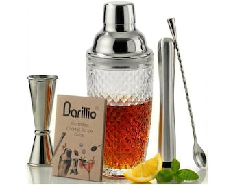 Premium Glass Cocktail Shaker Set | Premium Cocktail Shaker Set for Home Bar | Professional Mixology Tools | Perfect Gift for Drink Lovers