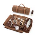 Portable Bartender Kit: 17-Piece Travel Bar Set, Waxed Canvas Roll | Cocktail Shaker Set | Bartender Gifts