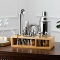 23-Piece Bartender Kit: Stainless Steel Cocktail Shaker Set with Bamboo Stand