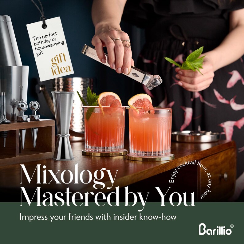 May include: A cocktail-themed image featuring two glasses of a pink cocktail garnished with grapefruit slices. The image includes bar tools, a gift tag that reads "gift idea", and the text "Mixology Mastered by You".