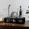 23-Piece Cocktail Shaker Set: Stainless Steel Bartender Kit with Black Bamboo Stand