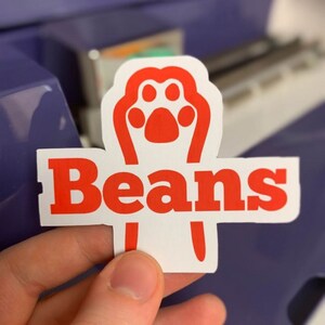 Cute Cat Beans Arby&#39;s Inspired Sticker, Laptop Sticker, Indoor Use Only