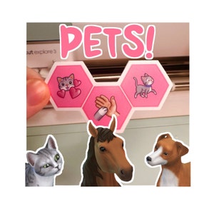 Custom PETS Sims 4 Inspired Trait Sticker, Laptop Sticker, Vet Folder, Indoor Use Only + Holographic Stars