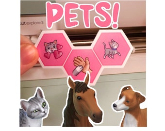 Custom PETS Sims 4 Inspired Trait Sticker, Laptop Sticker, Vet Folder, Indoor Use Only + Holographic Stars