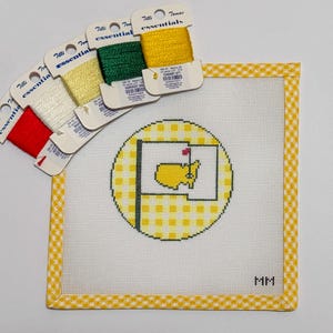 Masters Golf Flag inspired Handpainted Needlepoint Canvas