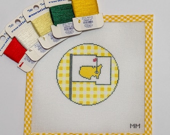 Masters Golf Flag inspired Handpainted Needlepoint Canvas