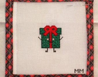 Christmas Present Guy Handpainted Needlepoint Canvas