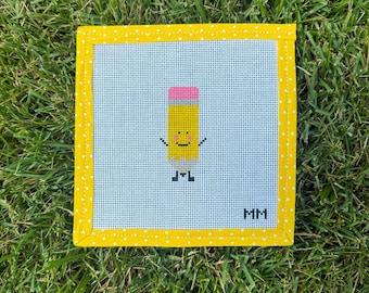 Pencil Guy Teacher Handpainted Needlepoint Canvas