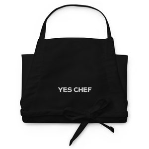 Yes Chef Embroidered Apron in Black The Bear Holiday Gift Kitchen Accessory Kitchen Apron Yes Chef Apron Yes Chef Gift image 4