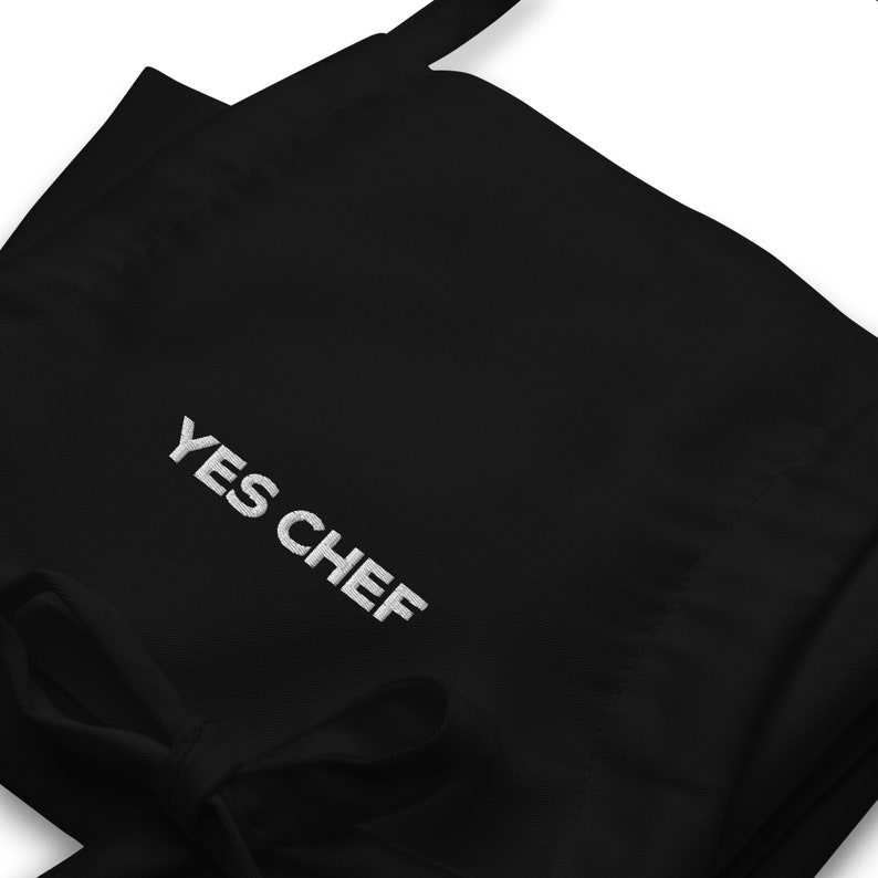 Yes Chef Embroidered Apron in Black The Bear Holiday Gift Kitchen Accessory Kitchen Apron Yes Chef Apron Yes Chef Gift image 9