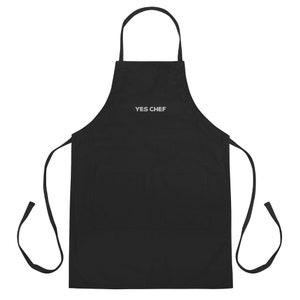 Yes Chef Embroidered Apron in Black | The Bear