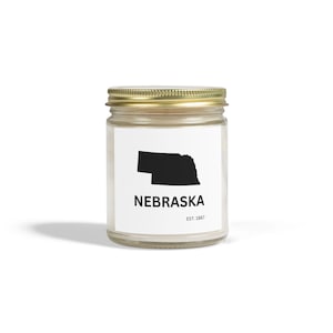 Nebraska Est. 1867 | Hand-Poured Coconut Wax Candle | Reusable Glass | Cornhusker State Gift