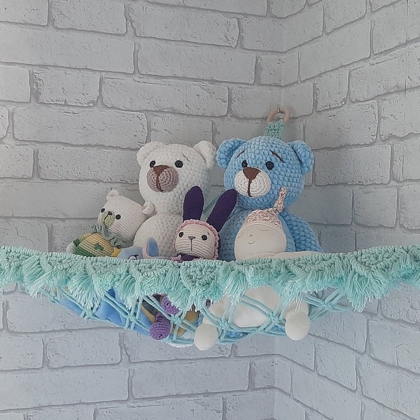 Hamac à doudous macramé, déco macramé, rangement peluches, rangement de jouets d angle ,déco chambre enfant,  babyshower, cadeau Noël bébé