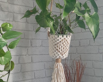 Suspension naturelle plante macramé  corde, porte fleur, cache pot, déco boème naturelle,