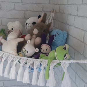 Hamac à doudous, hamac à peluche,déco chambre bébé,macramé bohème,rangement jouets,rangement chambre enfant, gain de place, hamac angle, image 3