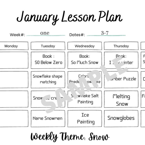 Customizable Preschool Lesson Plans - Etsy