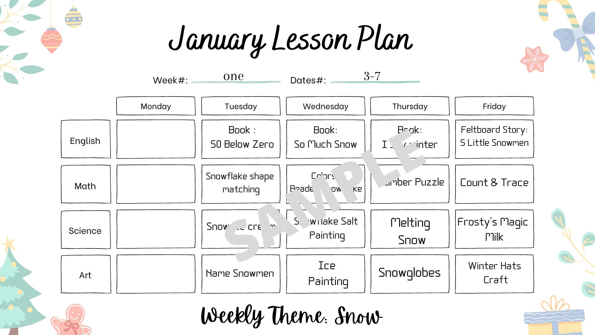 Customizable Monthly Preschool Lesson Plans Etsy