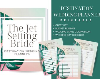 Tropical Leaf Style Destination Wedding Planner Printable Digital Download File DIY