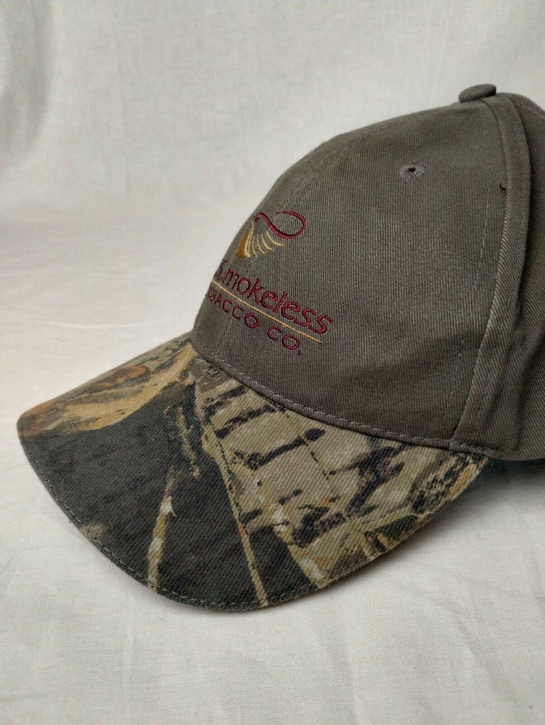 US Smokeless Tabacco Co ハットキャップ 大人用 Mossy Oak ストラップバック カモグリーン 新品 画像 6