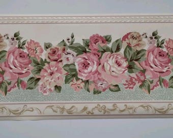 Lot de 2 bordures décoratives préencollées Gencorp - Roses - 10 m