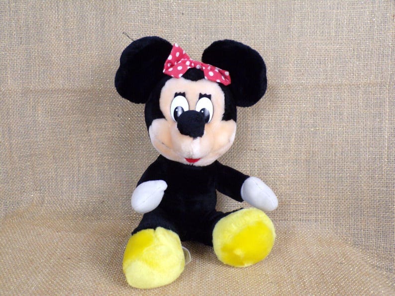 Vintage Disneyland Disney World Plush Minnie Mouse with Polka Dot Bow image 1