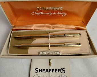 Classy & Timeless Sheaffer Pen and Pencil Set - 12k GF White Dot Ballpoint ~ USA