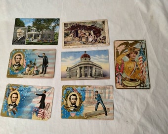 Set di 7 cartoline vintage - Ricordo del centenario di Lincoln - Harding House