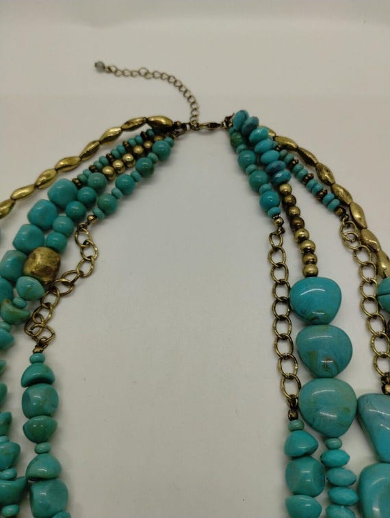 SAQ Multi-Layered Stone Beads Statement Necklace … - image 3