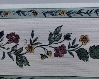 Sanitas Classic Series - Pre-pasted Vinyl Border 15 ft - Maroon Yellow Flowers