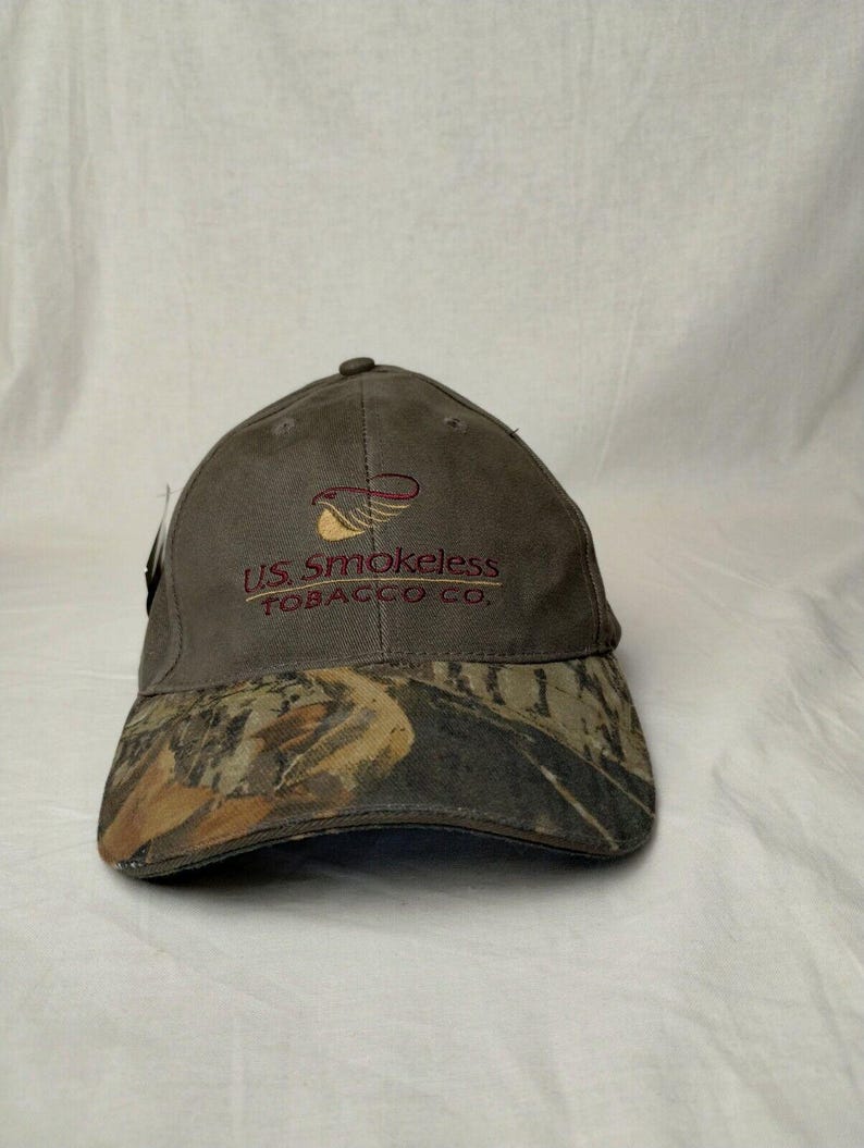 US Smokeless Tabacco Co ハットキャップ 大人用 Mossy Oak ストラップバック カモグリーン 新品 画像 1