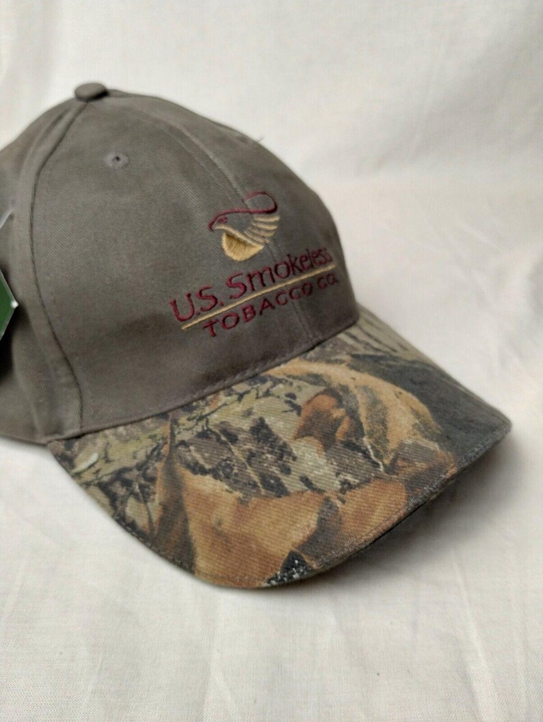 US Smokeless Tabacco Co ハットキャップ 大人用 Mossy Oak ストラップバック カモグリーン 新品 画像 5