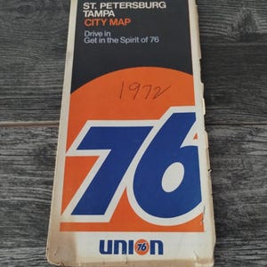 1972 Union 76 St. Petersburg/Tampa Vintage City Road Map