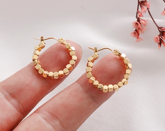2pcs High Quality Real Gold Plated Huggie Earrings, Circle Ear Stud, Jewelry Making Materials, Earring Attachment