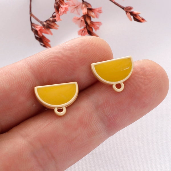 10pcs High Quality Alloy Yellow Oil Drip Earrings, Half Round Stud Earrings, Jewelry Making Materials, Earring Attachments, Hypoallergenic