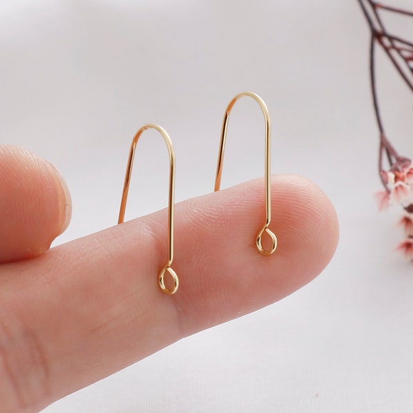 10pcs Real Gold Plated Bar Earrings , Simple Ear Wire, Long Stick Earrings, Jewelry Making Materials, Earring Attachment