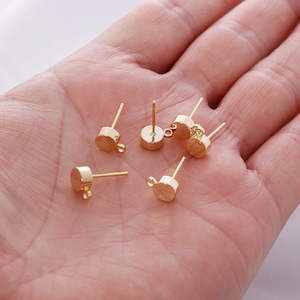 10pcs Real Gold Plated Ball Earrings , Ear Wire, Tiny Round Earrings, Jewelry Making Materials, Earring Attachment