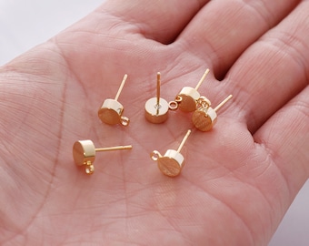 10pcs Real Gold Plated Ball Earring Posts: Brass Jewelry Supplies