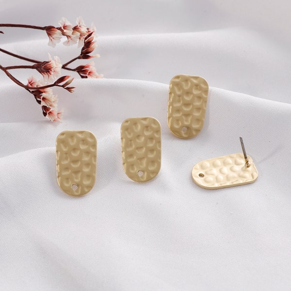 10pcs Matt gold Oval Earring, Hammer Earring, Alloy Oval Earrings, Earring Attachment