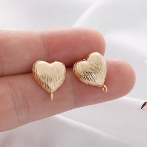 2pcs High Quality Real Gold Plated Earrings, Heart Shape Ear Stud, Jewelry Making Materials, Earring Attachment, Nickel Free