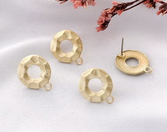 10pcs Matte Gold Round Earring Connectors: Jewelry Making Supplies
